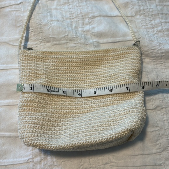 THE SAK woven lined mini purse bag crochet handle interior zippered pocket cream - Picture 14 of 15
